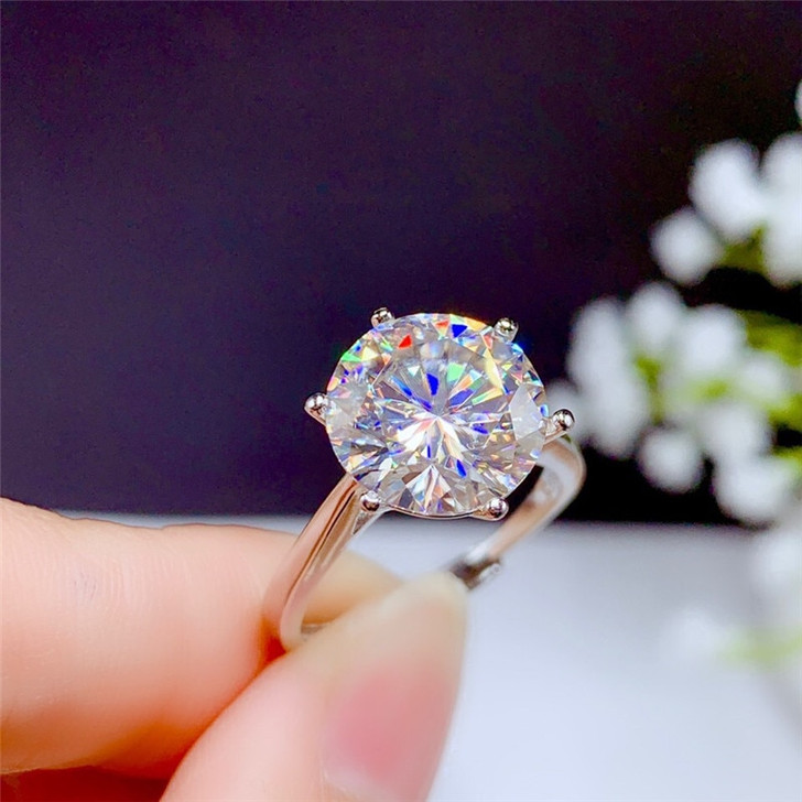 5CT Moissanite Ring VVS Round Cut Lab Diamond Classic Style Jewelry for Women Engagement Wedding Gift Real 925 Sterling Silver|Rings|
