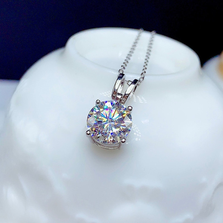 Moissanite Pendant 1CT 2CT 3CT VVS Lab Diamond Necklace Real 925 Stering Silver Fine Jewelry Girl Wedding Party Anniversary Gift|Pendants|