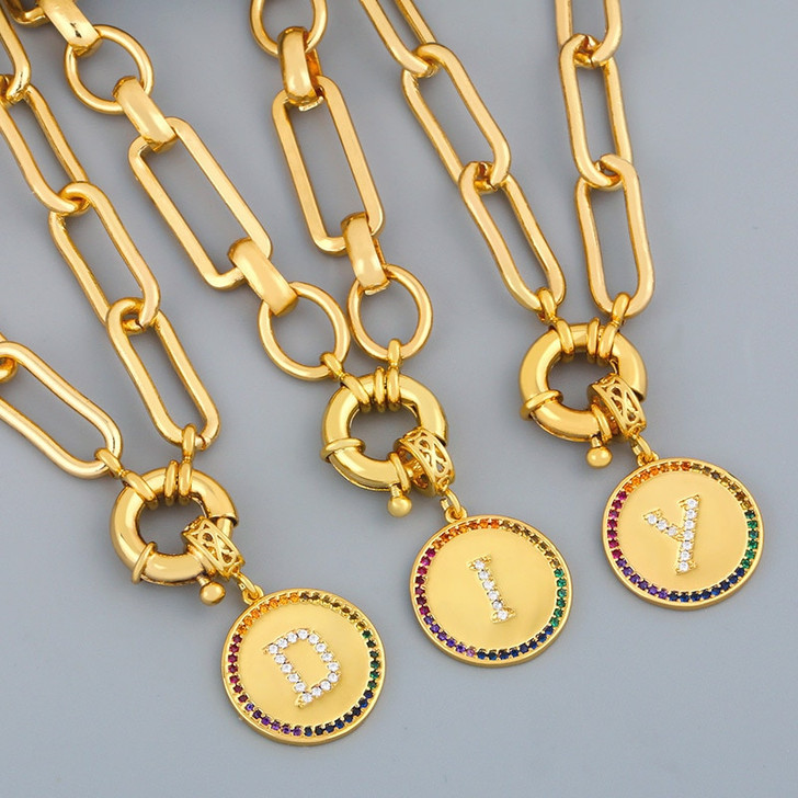 LUALA Brand Fashion Custom Chain Letter Cuban Necklace for Women Alphabet Pendant Choker Chain DIY Jewelry Wholesale Hiphop|Chain Necklaces|