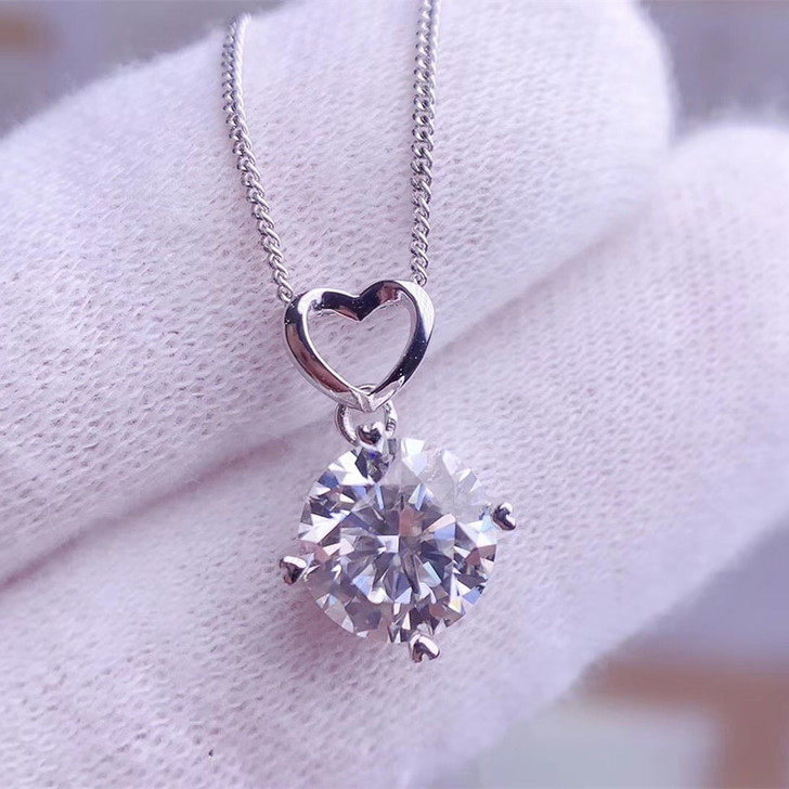 Moissanite Pendants 0.5CT 1CT 2CT 3CT VVS Lab Diamond Necklaces for Women Anniversary Gift Heart Design Real 925 Sterling Silver|Pendants|