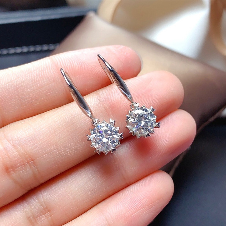 1CT Moissanite Drop Earrings Real 925 Sterling Silver VVS Lab Diamond Fine Jewelry for WomenWedding Party Anniversary Gift|Drop Earrings|