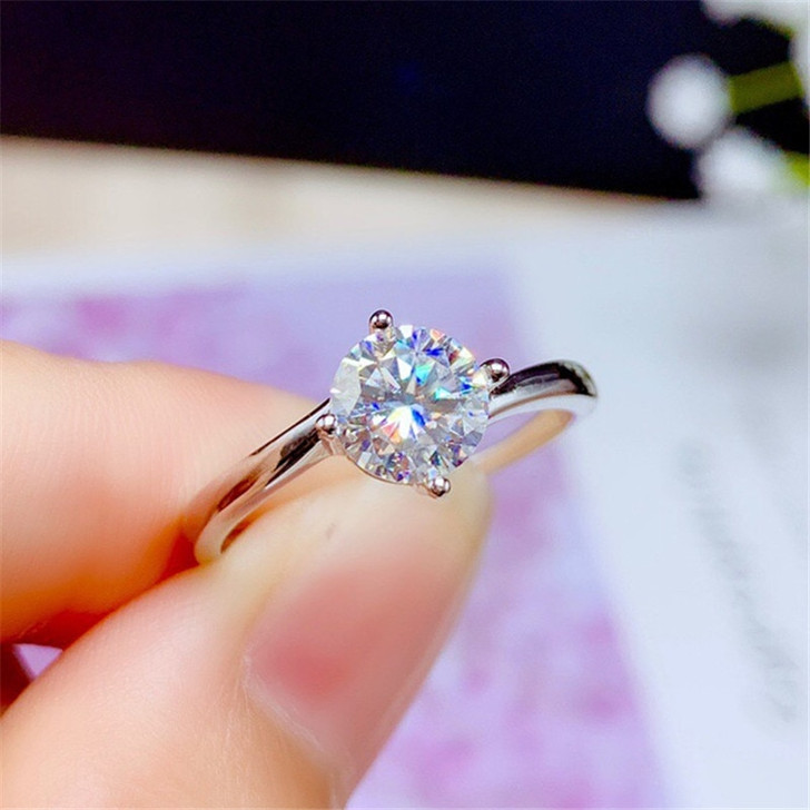 Moissanite Ring 0.5CT 1CT VVS D Color Lab Diamond Fine Jewelry for Women Wedding Ring Engagement Gift Real 925 Sterling Silver|Rings|