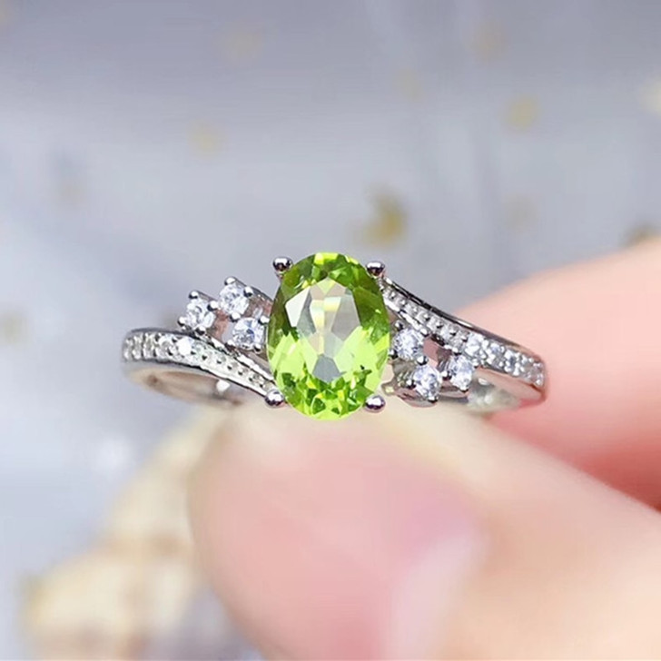 LeeChee natural peridot ring real 925 solid sterling silver fine jewelry for women anniversary gift green gemstonge free ship|Rings|