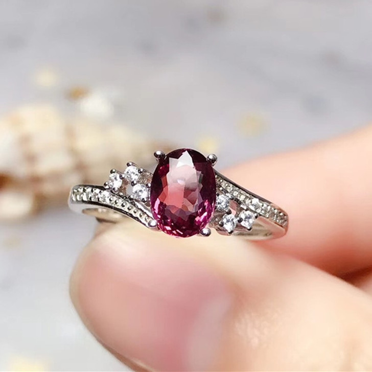 Natural pyrope garnet ring real 925 soild sterling silver 5*7mm gemstone find jewelry for women Anniversary gift free ship|Rings|