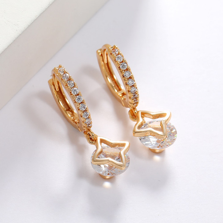 LUALA Fashion Cubic Zircon Lovely Hoop Earrings Gold Color No Fade Small Pendant Earring For Women Jewelry 2020 Wholesale prices|Hoop Earrings|