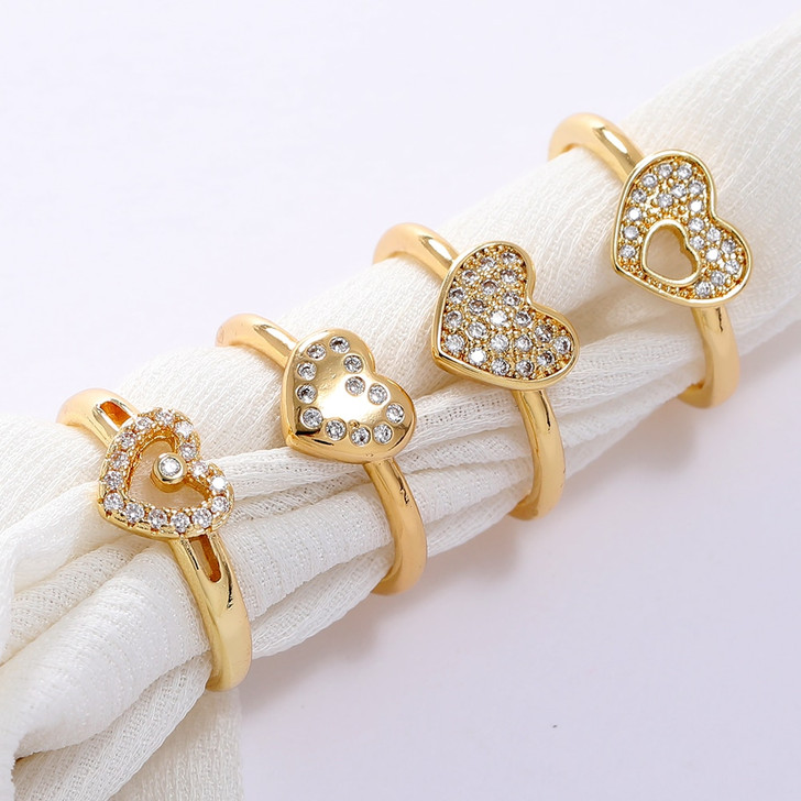 LUALA 2021 New Cute Heart White Zircon CZ Rings for Women Gold Colour Promise Ring Female Wedding Fashion Jewelry No Fade|Rings|