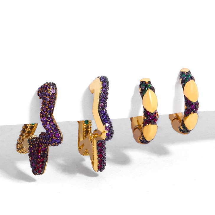 LUALA Rainbow Star Hoop Earrings For Women Gold Micro Pave Crystal Round Earrings Hoops Cubic Zirconia Wholesale Jewelry|Hoop Earrings|