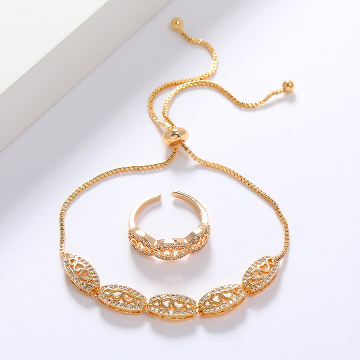 LUALA New arrival Love Elegant Jewelry Set for Women Micro Pave CZ Bracelets Ring Sets Bridal Accessories Wholesale Bijoux|Jewelry Sets|