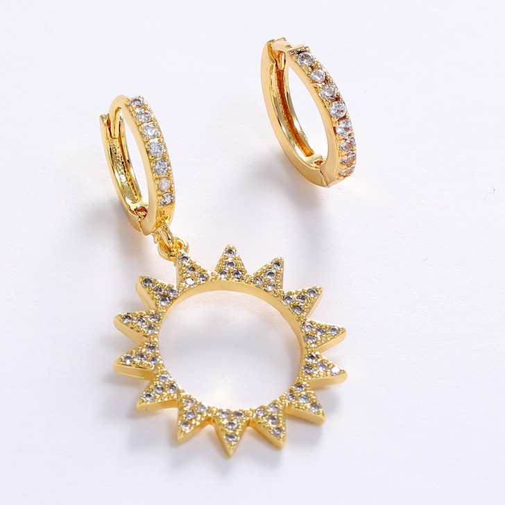 LUALA Women Drop Earrings Gold Colour Sun Dangle Earrings Copper Material AAA CZ Charm Korean Earrings Fashion Jewelry 2021|Drop Earrings|