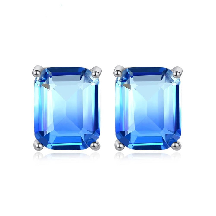 LUALA Square Stud Earrings for Women Wedding Engagement Fashion Jewelry Blue Purple CZ Brincos Bijoux Femme Christmas Gifts|Stud Earrings|