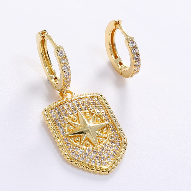 LUALA Dangle Earring for Women Gold Colour Asymmetric Stars Earrings AAA CZ Charm Korean Earrings Fashion Zircon Jewelry 2021|Drop Earrings|