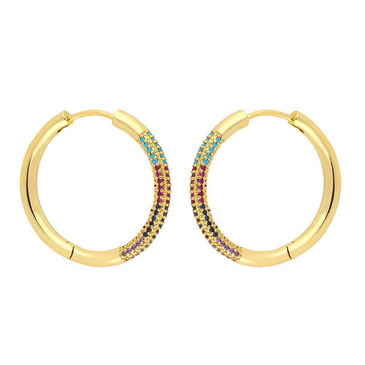 LUALA New Arrival Gold Crystal Hoop Earrings For Women Cubic Zirconia Big Earrings Circle Bling Luxury Jewelry Gifts|Hoop Earrings|