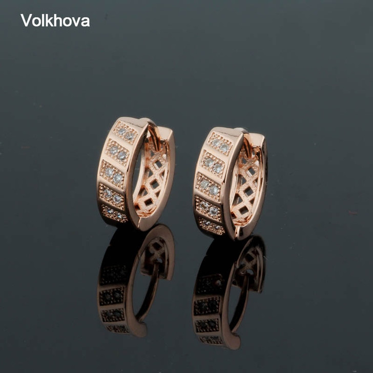 New Arrival Hoop Earrings Charming Round Style 585 Rose Gold Color Earrings For Women Geometric Statement Earrings|Hoop Earrings|
