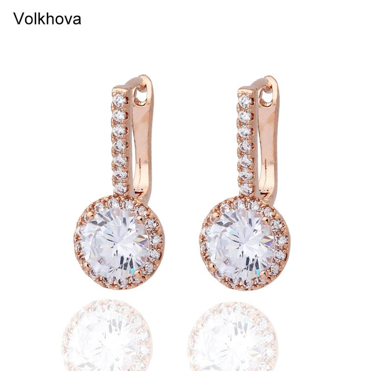 Classic Cubic Zircon Drop Earring For Women Simple Dazzling Summer Style Rose Gold Fashion Jewelry Earring Party Gifts|Drop Earrings|