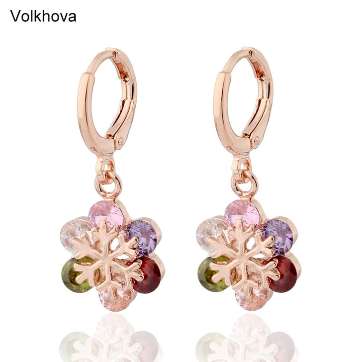 Cute Small Ball Charm AAA CZ 585 Rose Gold Color Circle Drop Dangle Earrings For Women Girls Party Jewelry|Drop Earrings|