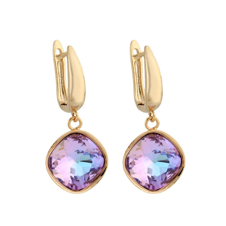 2020 trendy New arrival Unusual earrings Gold Color Dangle earrings Jewelry for women luxury korean style 7 Color Glass Jewelry|Drop Earrings|
