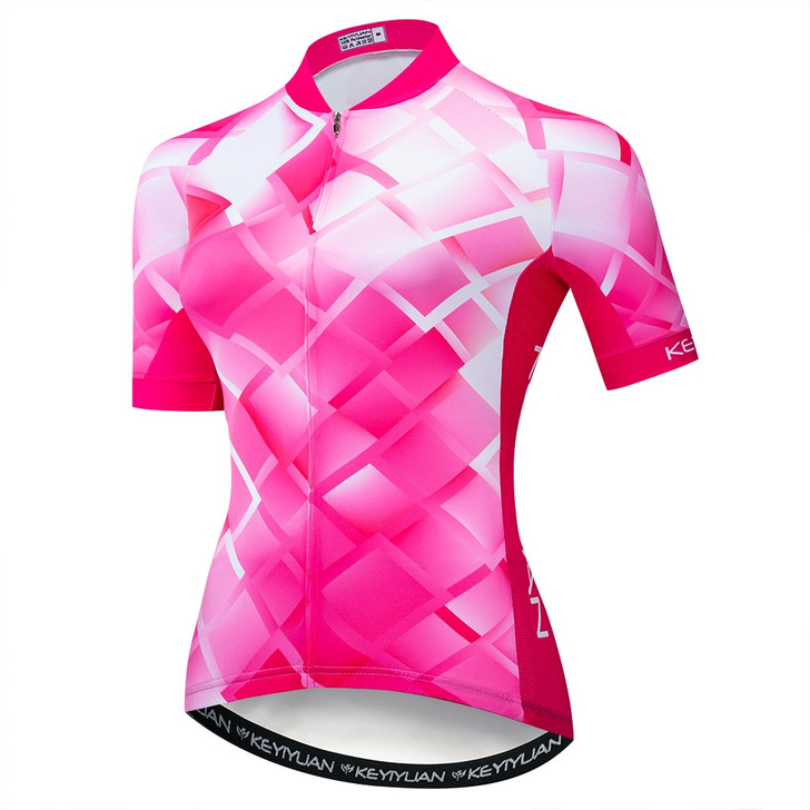 2019 Keyiyuan Summer New Road Racing Bike Riding Equipment Quick Dry Breathable Women's White Short Sleeve Top|Cycling Jerseys|