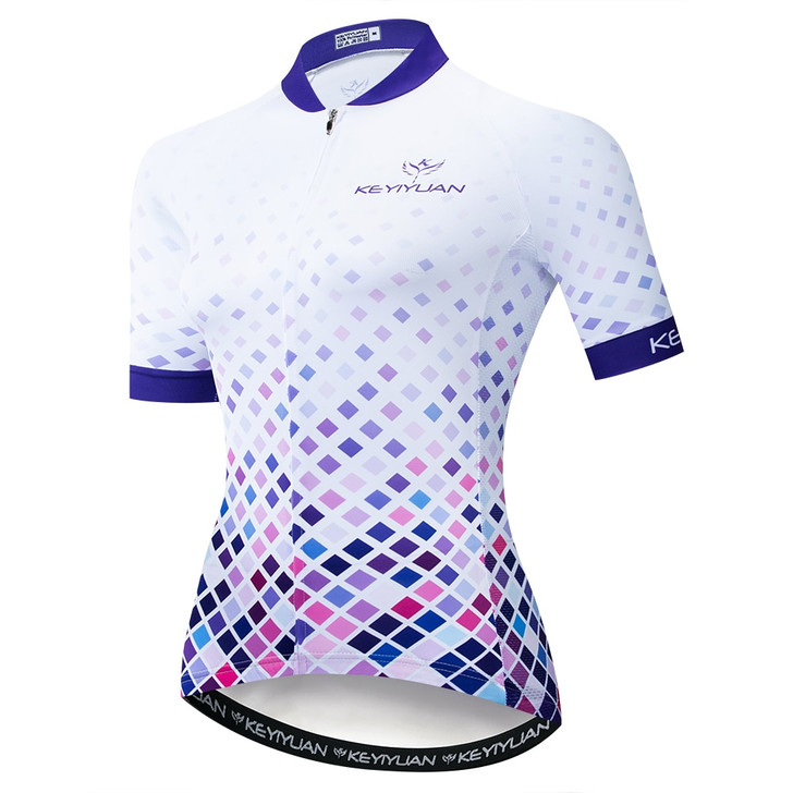 Keyiyuan Summer New Road Racing Bike Riding Equipment Quick Dry Breathable Women's White Short Sleeve Top|Cycling Jerseys|