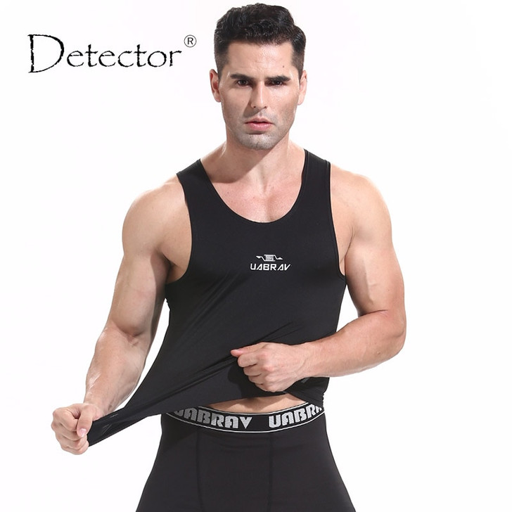 Detector Running Sleeveless Mens Vest Sports Tights Tank Fitness Breathable Fast Dry Compression Stretch Tops|sleeveless running|fitness men top stretch top