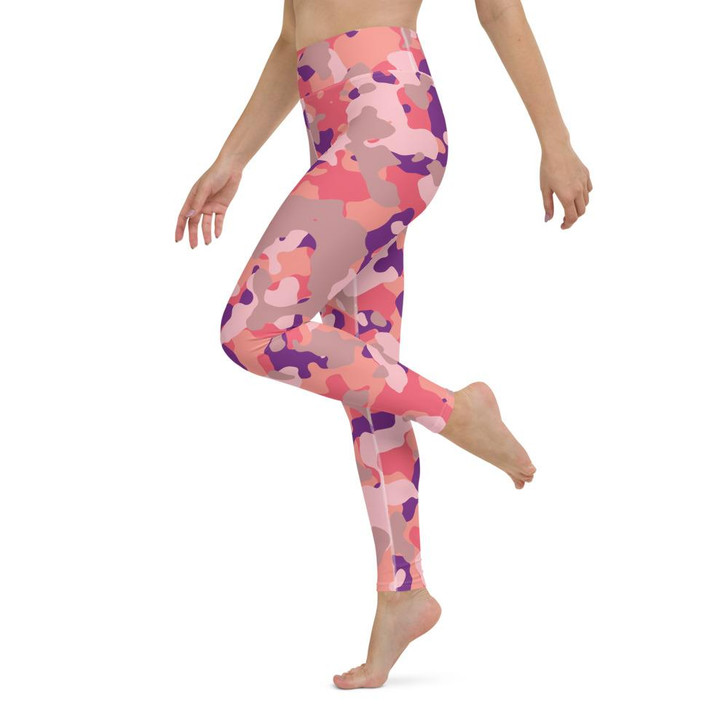 Pink Camo Abstract High Waisted Yoga Leggings-DELETED-1608574135