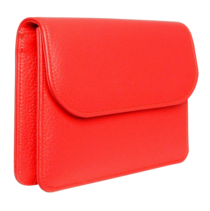 Pebbled Calf Leather Belt Pouch Coral