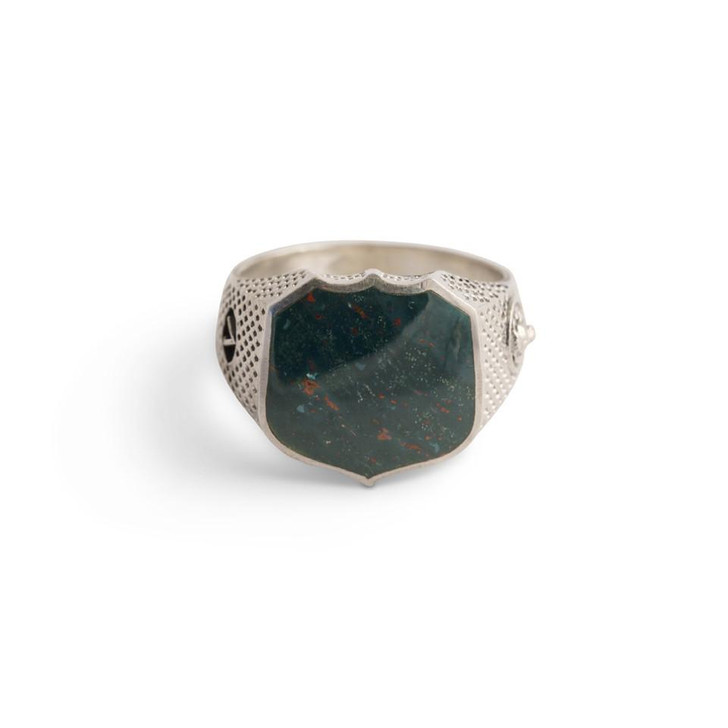 Heirloom Signet Ring with Blood Stone in Sterling Silver-DELETED-1612377042