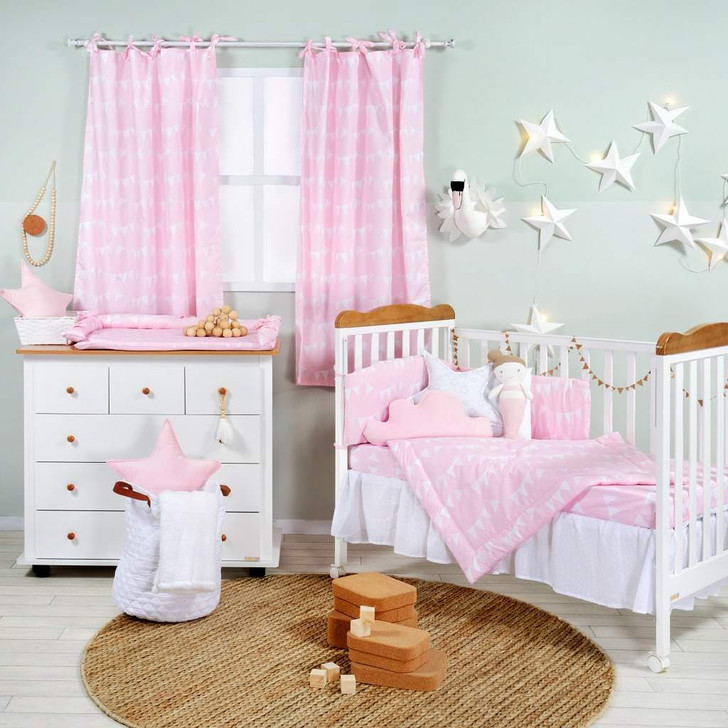 Pink Bunting Flags Crib Bedding Collection-DELETED-1611419753