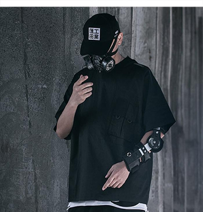 Hip Hop T Shirts Streetwear Men Loose Elastic Band Back Tops  Fashion