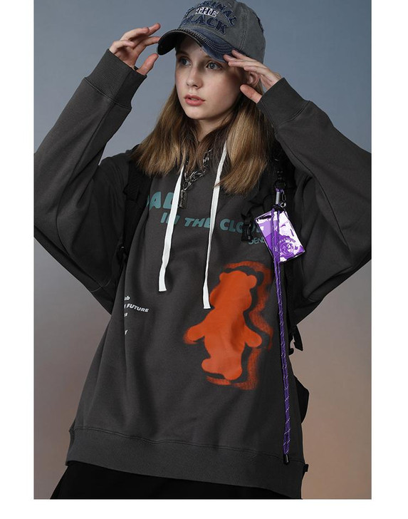 Hip Hop Hoodie Sweatshirt Cloud Bear Print Harajuku Men Streetwear