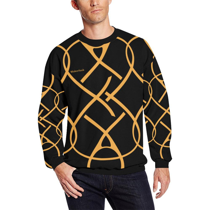 Wakerlook Golden Color Men's All Over Print Sweatshirt-DELETED-1611792724