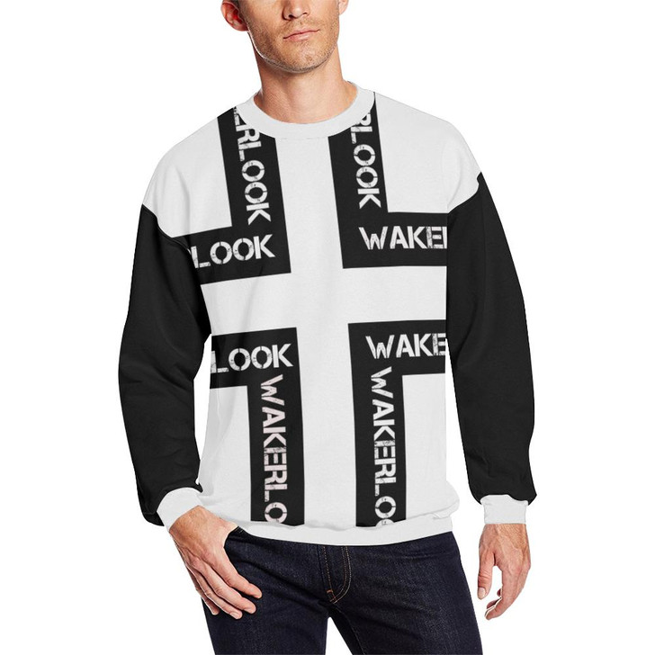 Men's Fashion Black and White Wakerlook Fuzzy Sweatshirt-DELETED-1611792090