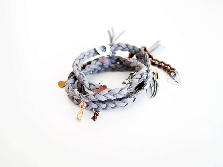 Dust wraparound bracelet in deerskin leather with charms