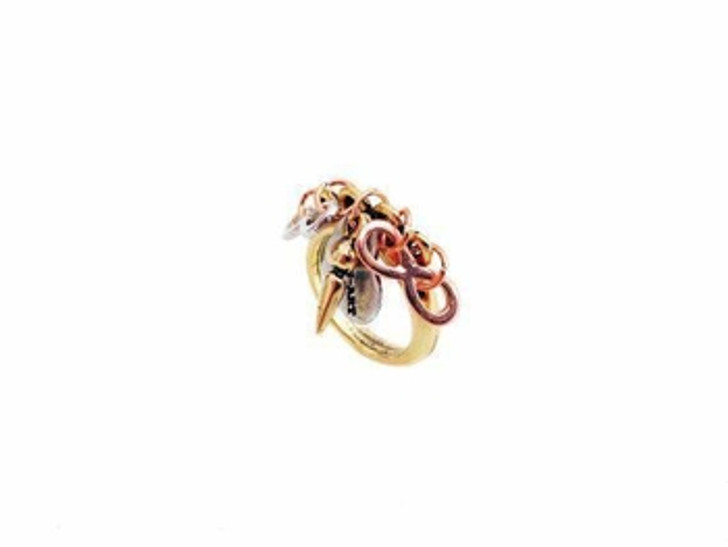Gold and Silver plated brass ring with silver, rose gold infinity