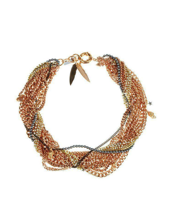 Rose Gold Statement Necklace with Charms and Swaroski Crystals