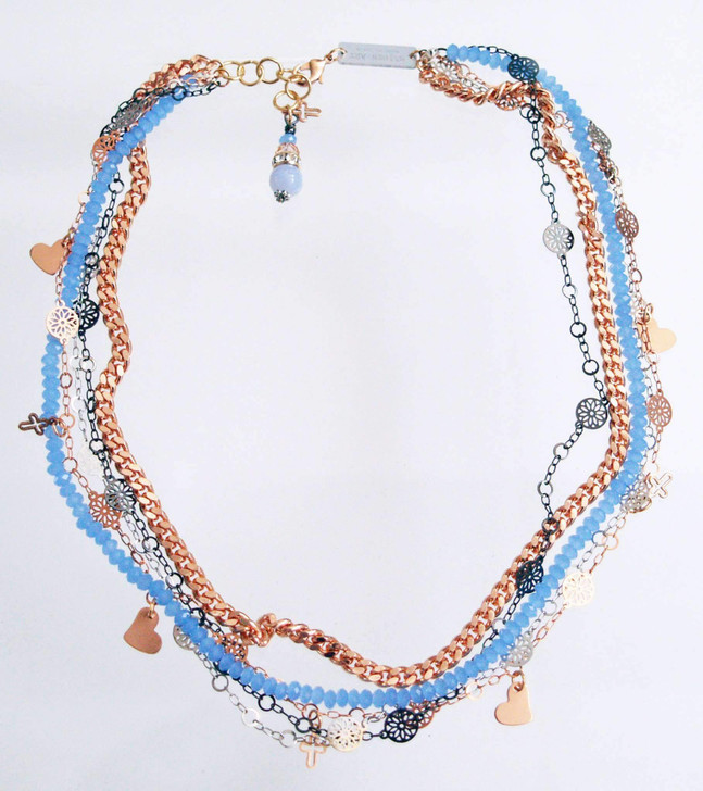 Calcedony Stones Necklace with Charms