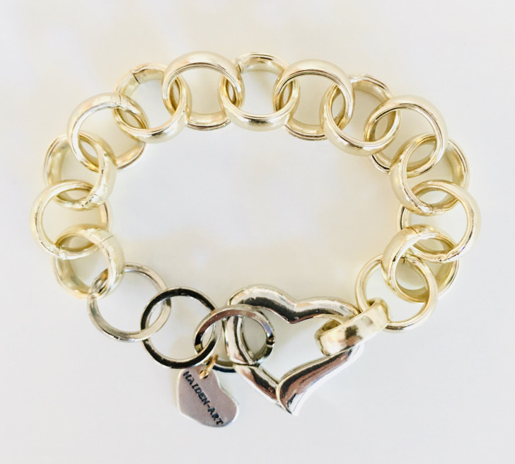 18kt Gold Plated Brass Bracelet and Silver Heart Clasp.