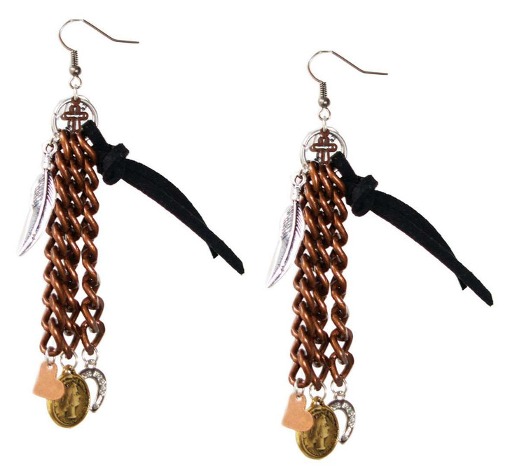 Chandelier Earrings in deerskin leather with beautiful 18kt Gold
