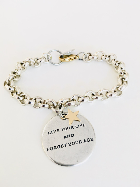 Message Bracelet in Silver and Gold Star Charm.