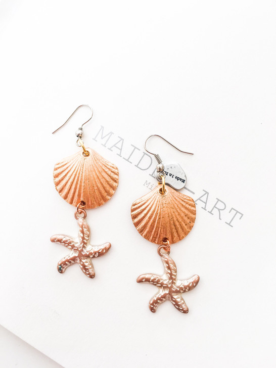 Statement Earrings with Shell and Starfish Charms
