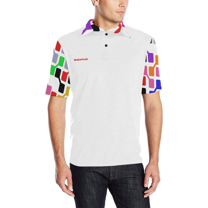 Wakerlook Colored Men's Sleves Print Polo Shirt-DELETED-1611792398