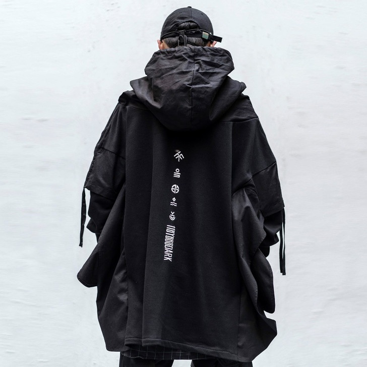 DARK Japanese Streetwear Man Hoodies Hip Hop Embroideried Pullover