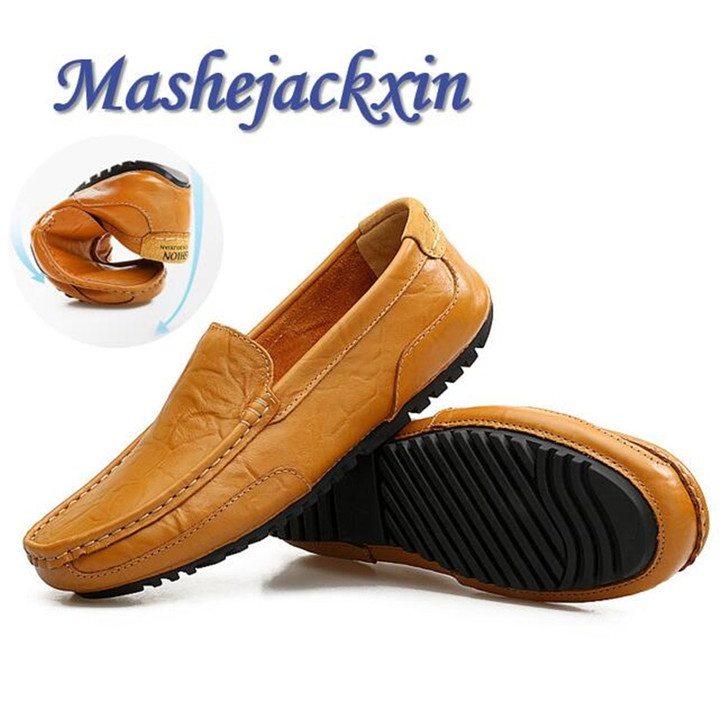 Fashion Genuine Leather Mens Casual Shoes Comfortable Men Loafers Moccasins Hot Sale Anti Slip Flat Driving Shoes Male|Men's Casual Shoes|