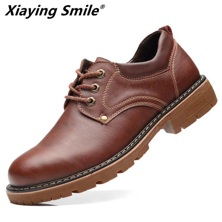 2019 Men's Fashion Leather Work Shoes Lace Up Casual Shoes Genuine Leather Male Student Skate Shoe Low Shoes Zapatos De Hombre|hombre casual|hombre zapatoshombres zapatos casual