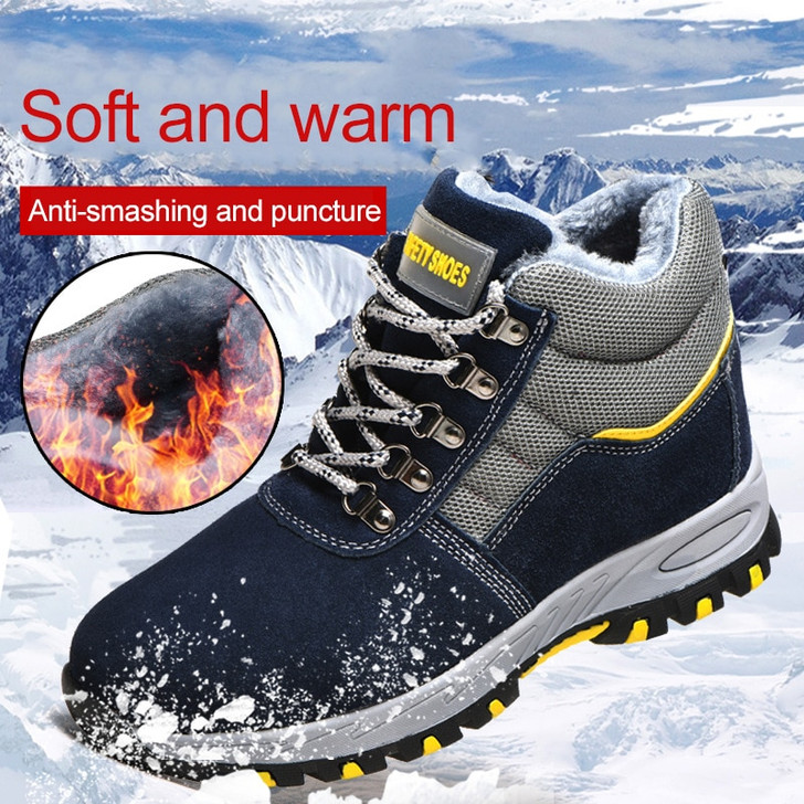 Winter Safety Work Boots Steel Toe Working Men Boots Warm Add Velvet Cold Protective Non Slip Anti Smashing Puncture Proof Shoes|Work & Safety Boots|