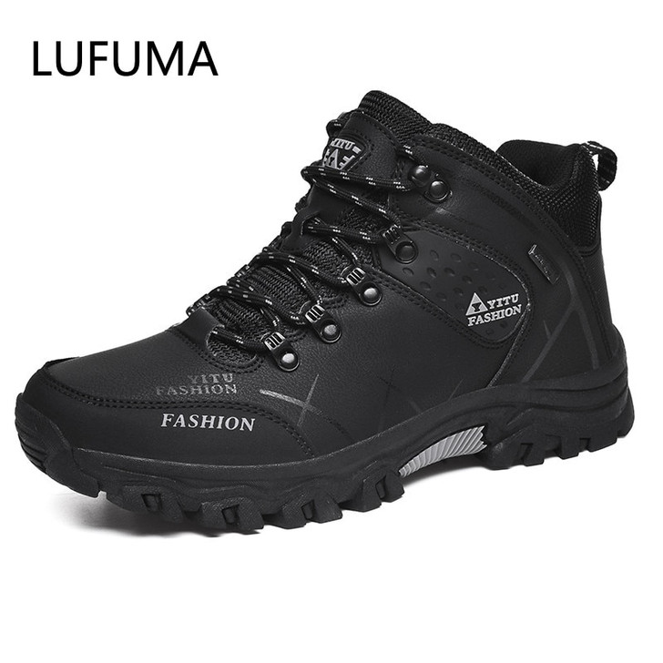 Winter Leather Ankle Boots Men Casual Shoes Outdoor Waterproof Work Tooling Mens Hiking Boots Sneakers Warm Military Snow Boots|Work & Safety Boots|