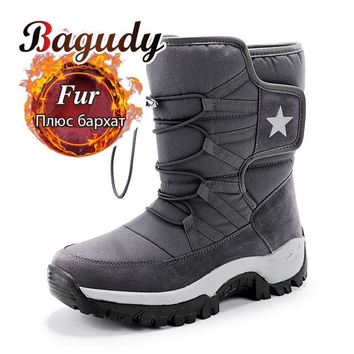 Unisex Snow Boots Warm Push Mid Calf Boots Waterproof Non slip Winter Boots Thick Leather Platform Warm Shoes Large Size 35 46|Snow Boots|