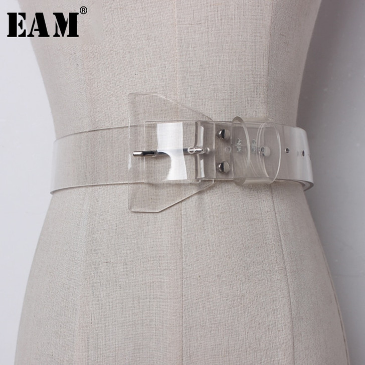 [EAM] 2020 New Spring Transparent Plastic Solid Color PVC Material Women Belt Fashion Tide All match Casual AJ07200|fashion women belt|women beltwomen belts fashion