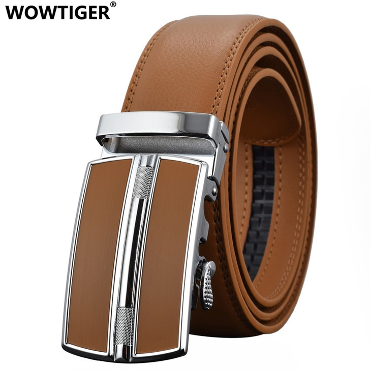 WOWTIGER Men`s Fashion Automatic Buckle Leather luxury Designer Male belt Waist Strap Belts for Men ceinture homme cinturon|male belt|belt for mendesigner belts for men