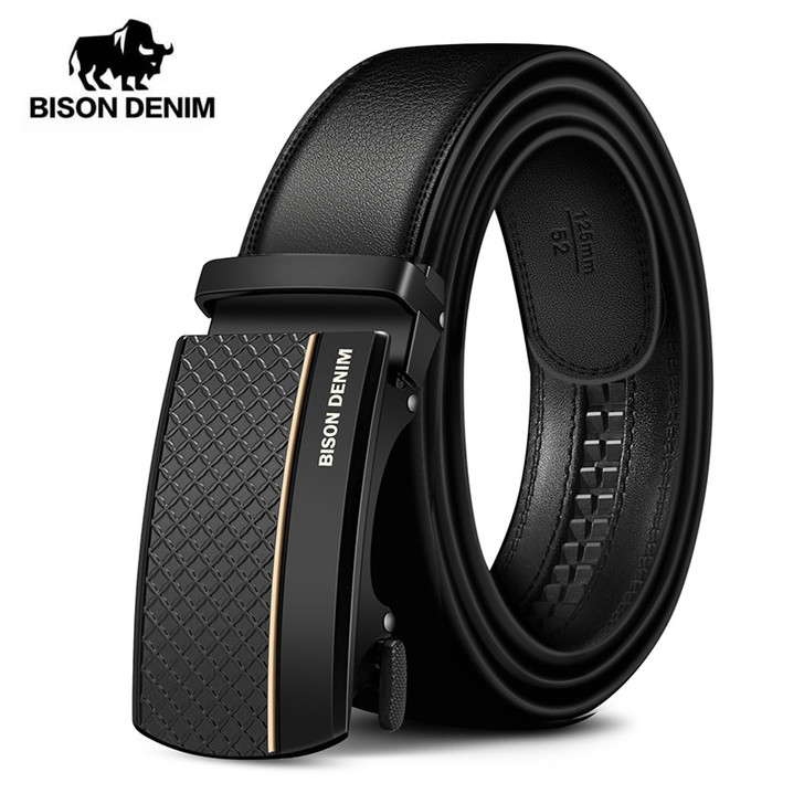 BISON DENIM Genuine Leather Automatic Men Belt Luxury Strap Belt for Men Designer Belts Men High Quality Fashion Belt N71416|Men's Belts|