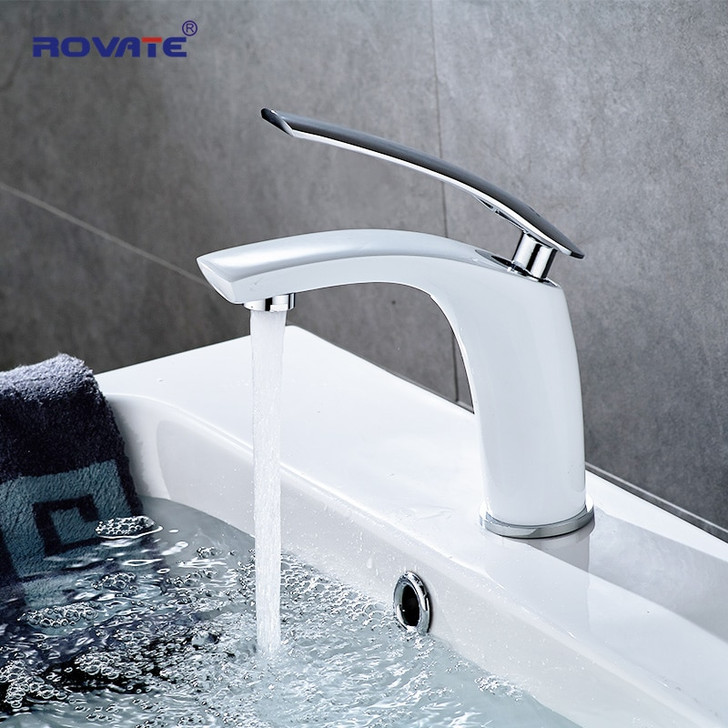 Basin Faucet White Single Holder